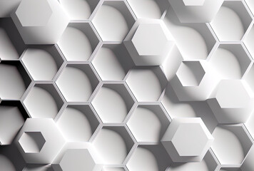 Illustration Abstract white hexagonal geometric backdrop. Generative AI