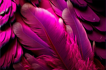 Colorful vintage feather organic background, trending viva magenta lines color, illustration - obrazy, fototapety, plakaty