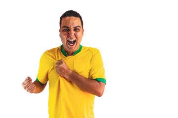 Dramatic Portrait of a Black Soccer Player Holding Flag.