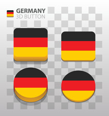 Germany flag. Square and Round 3d Button. Vector 