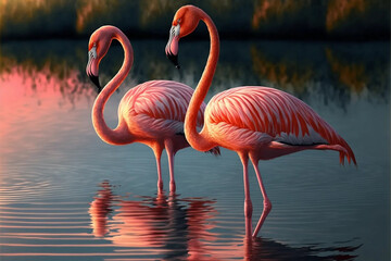 Fototapeta premium pink flamingo in the water