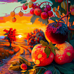 Obraz na płótnie Canvas Fruits growing in an orchard