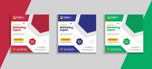 Digital business marketing banner for social media post template