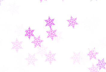 Light Purple, Pink vector pattern with christmas snowflakes, stars.