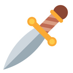 Dagger vector sign flat design. A pointed knife with a steel blade label sticker design.