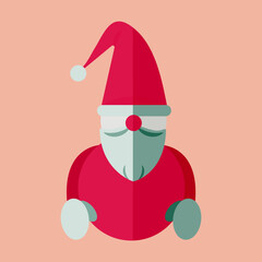 Minimalist illustration by Santa Claus. Red suit, white beard and Christmas hat. New year character. Modern flat style. Vector illustration