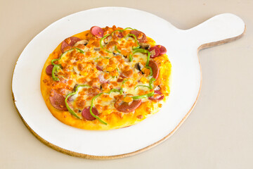 Delicious mixed pizza with rich content. Menu concept of choice and diversity. Karisik pizza