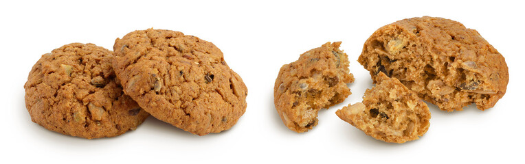 oatmeal cookies with flax, pumpkin and sunflower seeds with full depth of field
