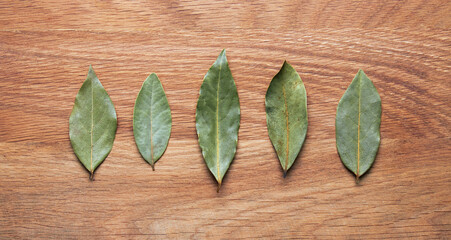 Bay leaf on a wood