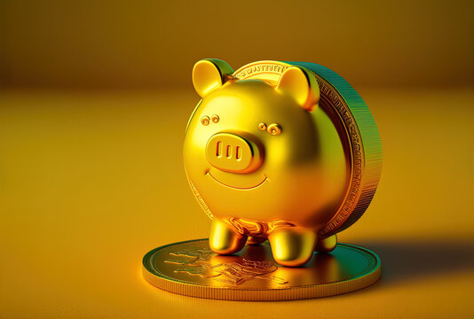 Premium Photo  A gold pig shaped pig with a gold head.