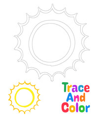 Coloring page with Sun for kids