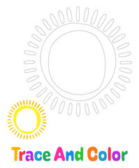 Coloring page with Sun for kids
