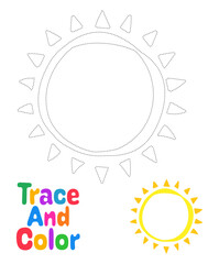 Coloring page with Sun for kids