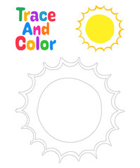 Coloring page with Sun for kids