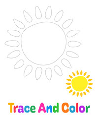 Coloring page with Sun for kids