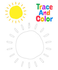 Coloring page with Sun for kids