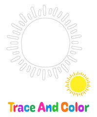 Coloring page with Sun for kids