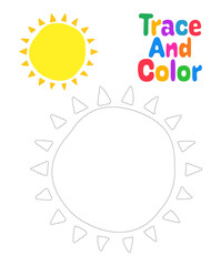 Coloring page with Sun for kids