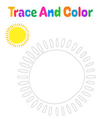 Coloring page with Sun for kids