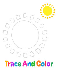 Coloring page with Sun for kids