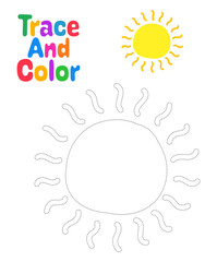 Coloring page with Sun for kids