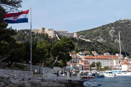 View of Hvar and castle in Croatia