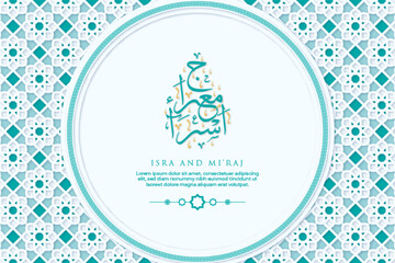 Isra Miraj Greeting Card Premium Vector