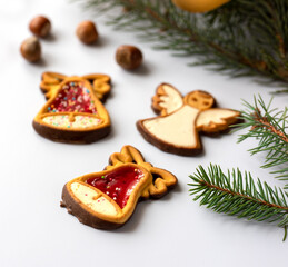 christmas gingerbreads and cookies and christmas tree