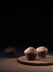 Minimalist three cupcakes in low key
