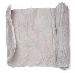 Obraz premium Roll of gray crumpled paper isolated on white background