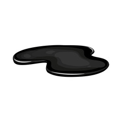 Spill of black oil puddle industry. Stain ink drop of petrol liquid shape. Vector cartton illustration