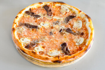 Delicious mixed pizza with rich content. Menu concept of choice and diversity. Karisik pizza