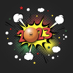 Happy New Year 2023 and ping-pong ball