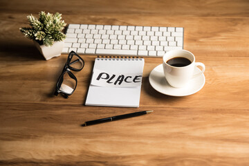 The inscription Place on paper.