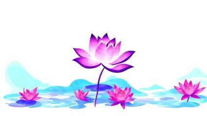 Obraz na płótnie Canvas Watercolor lotus flower illustration.