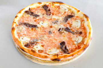 Delicious mixed pizza with rich content. Menu concept of choice and diversity. Karisik pizza