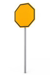 Road traffic signs on pole isolated on white background.