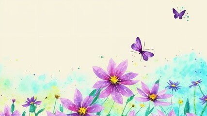 Plakat Flower and butterfly illustration.