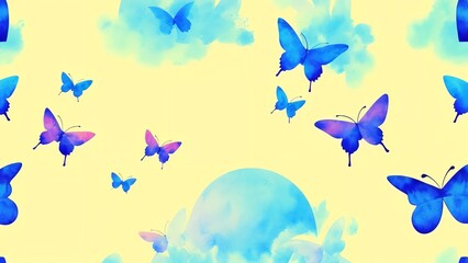 Obraz na płótnie Canvas Colorful butterflies isolated on white background. Watercolor illustration background.