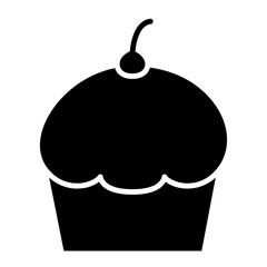 Illustration of Cupcake with Cherry Topping design Icon