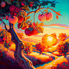 Obraz na płótnie Canvas Tasty fruit growing outdoors with a nice view