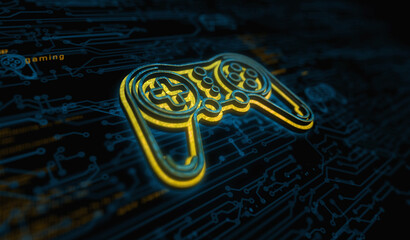 Esport retro video game pad symbol digital concept 3d illustration