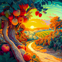 Obraz na płótnie Canvas Tasty fruit growing outdoors with a nice view