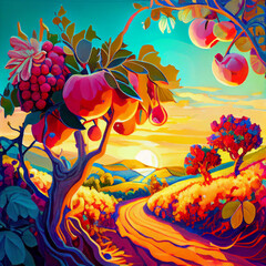 Obraz na płótnie Canvas Fruit growing in an orchard