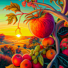 Obraz na płótnie Canvas Fruit growing in an orchard