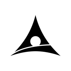 Fototapeta premium Triangle art logo vector design with golf ball in black and white color