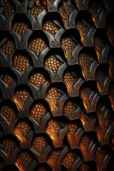 Fototapeta premium Image of Dragon skin futuristic tiles texture. Ai generated content