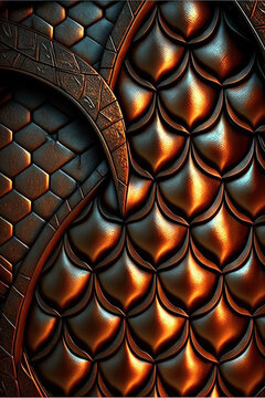 Image of Dragon skin futuristic tiles texture. Ai generated content
