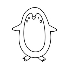 Hand drawn penguin vector. Doodle penguin isolated on white background. Linear style penguin. vector illustration eps10