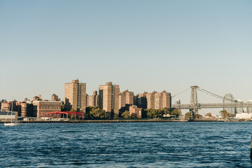 Brooklyn bridge view to Downtown Manhattan, New York, United States. 03.07.2022